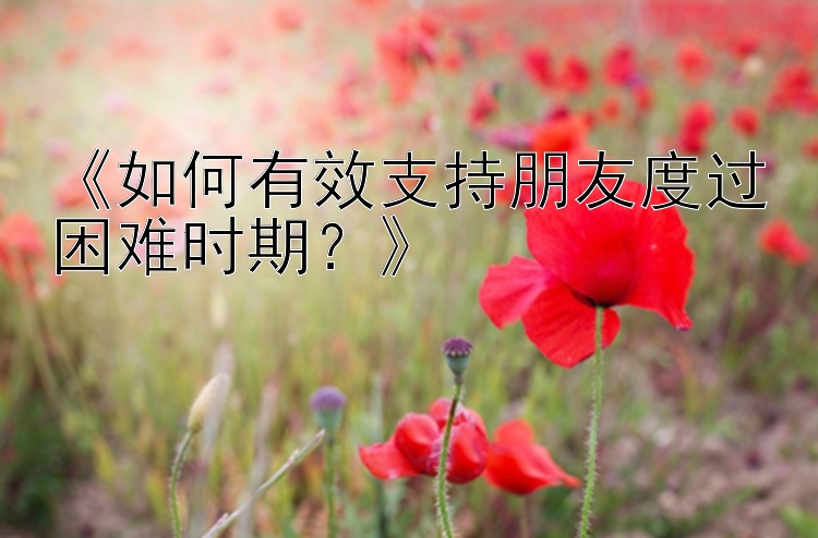 《如何有效支持朋友度过困难时期？》